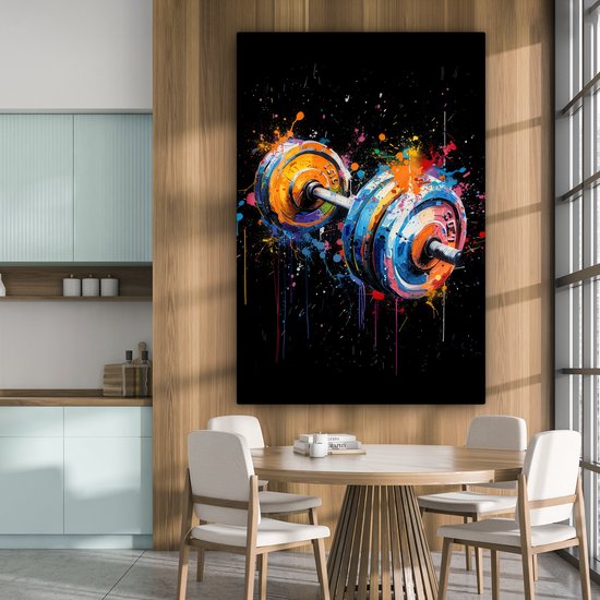 Peinture sur toile 120x180 cm - Décoration murale Graffiti - Sport - Fitness - Dumbbell - Gym - Décoration murale murale salon - Décoration chambre - Accessoires de chambre - Peintures