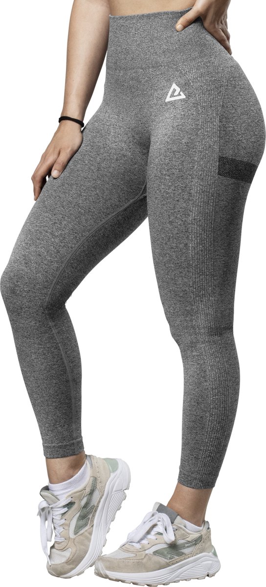 Mewave - Sportlegging donker grijs - Dames - Sportbroek - Sportkleding - Yoga legging - Hardloopbroek - Tiktok - Fitness - Maat L