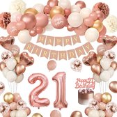 FeestmetJoep® 21 jaar verjaardag versiering & ballonnen - Rose goud & Wit