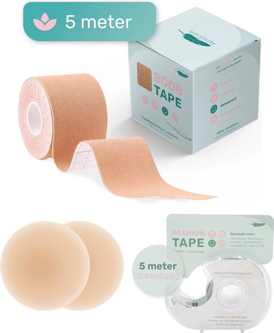 Soft & Silky Boob Tape - Incl. Fashion tape & Nipple covers - 5 Meter - Plakkers - Stickers - Borst - Plak - BH - Bra - Push up - Tepel