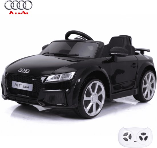 Audi TT RS Elektrische Kinderauto Zwart - 12V accu - 1 tot 6 jaar - MP3-speler
