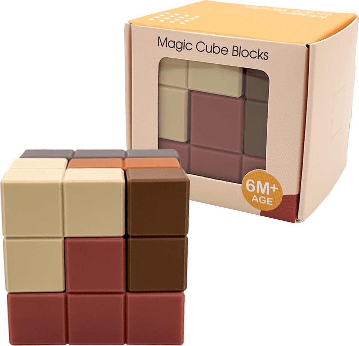Youly® Montessori Speelgoed Kubus - Educatief speelgoed - 3D puzzel - Sensorisch Speelgoed - Breinbrekers - Grijs/Roze
