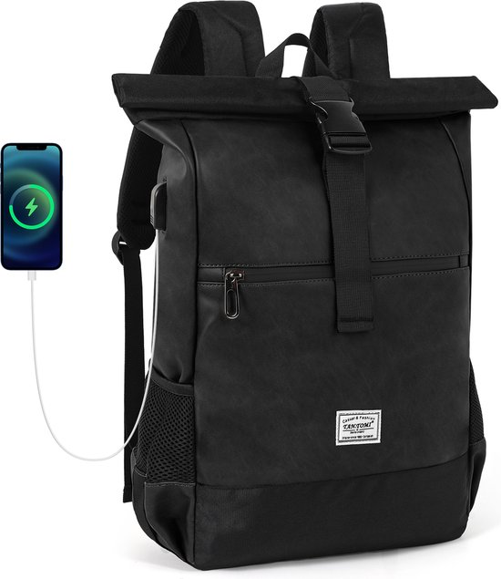 TAN.TOMI Sac à dos, sac à dos à roulettes, 25 à 45 L, étanche, avec compartiment pour ordinateur portable jusqu'à 15,6 pouces et port USB externe