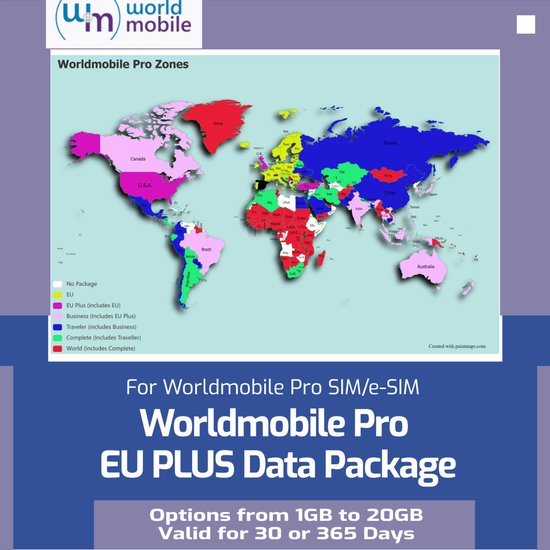 EU + Turkije + USA + Zwitserland + Engeland - 4G/5G - simkaart met 5 GB data geldig voor 30 dagen