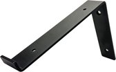 Maison DAM - 3x Industriële Plankdragers L-vorm down - 20 cm - Staal - Mat Zwart gepoedercoat - Metaal - incl. bevestigingsmateriaal + schroefbit
