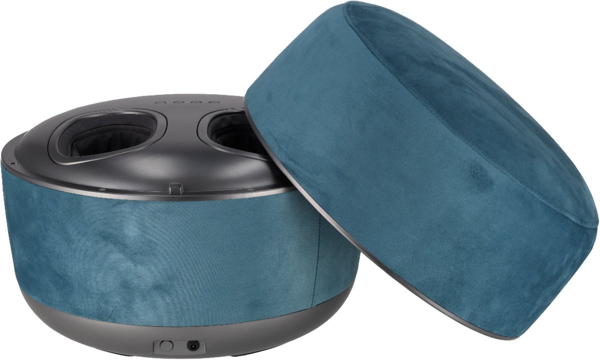 Goedkoopste Happy Feet voetmassage apparaat Home - Blauw - Stevige massage met verwarming - Accu - Stijlvol in elke huiskamer - te gebruiken als normale poef - Haal je de deksel eraf kan je gebruik maken van een heerlijke stevige voet- en kuitmassage