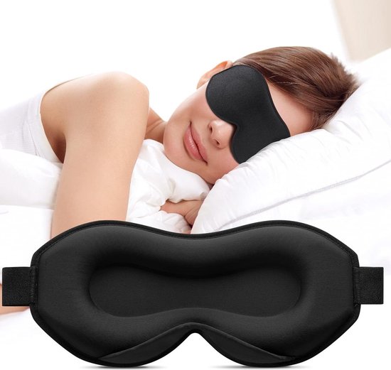 Umisleep 3D Slaapmasker voor zijslapers - oogkassen - verstelbare hoofdband - lichtgevoelig - ademend - zwart