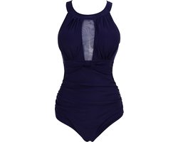 Grote Maat badmode jurk, zwempak,swimsuits, vrouwen zomermode push-up badpak met gewatteerde cups, voor mollige badpakken voor vrouwen L-40