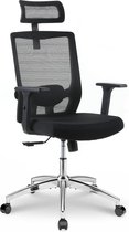 Ergonomische bureaustoel met lendensteun, mesh-stoel, verstelbare hoofdsteun, in hoogte verstelbare armleuningen, stuurstoel van mesh, schommelfunctie, computerstoel HMTM-C12