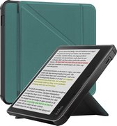 Hoesje Geschikt voor Kobo Libra Colour Hoesje Luxe Bescherm Case Trifold - Hoes Geschikt voor Kobo Libra Colour Hoes Book Cover - Donkergroen