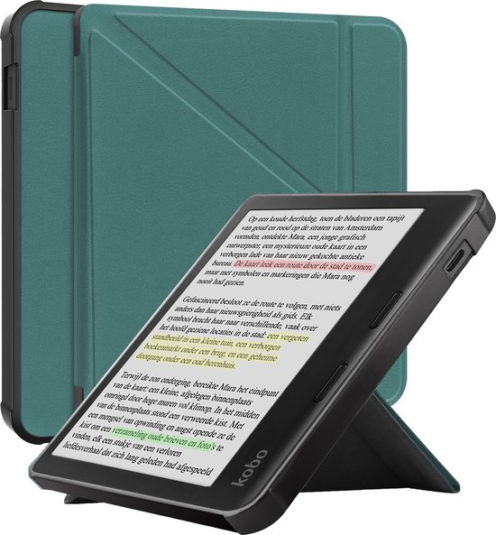 Foto: Hoesje geschikt voor kobo libra colour hoesje luxe bescherm case trifold hoes geschikt voor kobo libra colour hoes book cover donkergroen