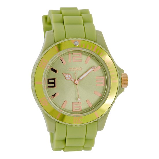 OOZOO Timepieces - Groene horloge met groene rubber band - C4369