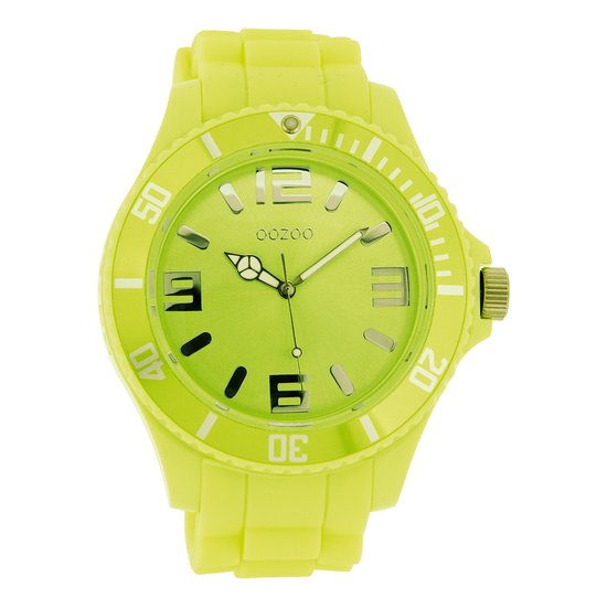 OOZOO Timepieces - Limoen groene horloge met limoen groene rubber band - C4347