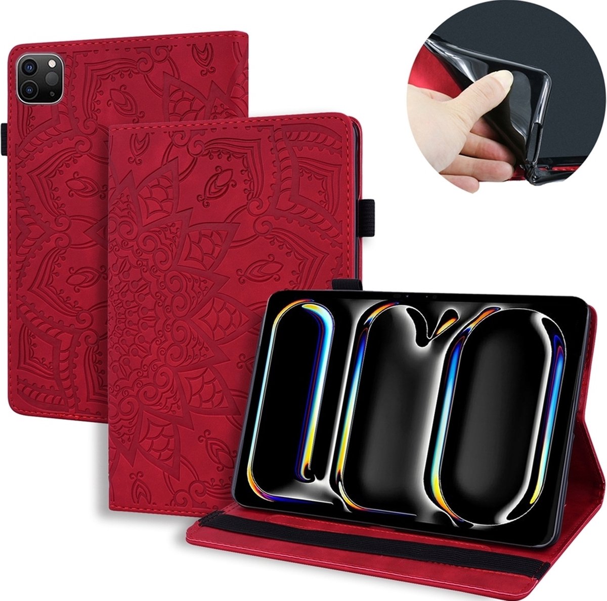 Mobigear Tablethoes geschikt voor Apple iPad Pro 11 Inch (2024) Hoes | Mobigear Mandala Bookcase - Rood