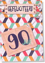 Hoera 90 Jaar! Luxe verjaardagskaart - 12x17cm - Gevouwen Wenskaart inclusief envelop - Leeftijdkaart