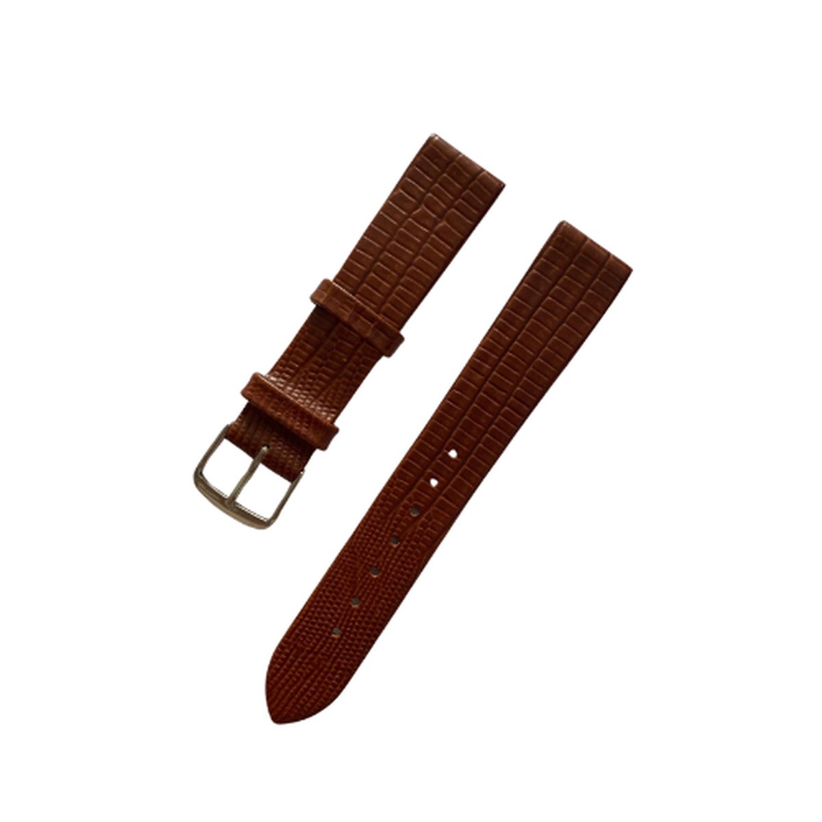 Leren horlogebandje - Leren horlogebandje - zilveren buckle - echt leer - brown crocodile