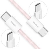 iMoshion Kabel - USB C naar USB C Kabel - 2 meter - 60W - Snellader & Datasynchronisatie - Oplaadkabel - Nylon - Roze