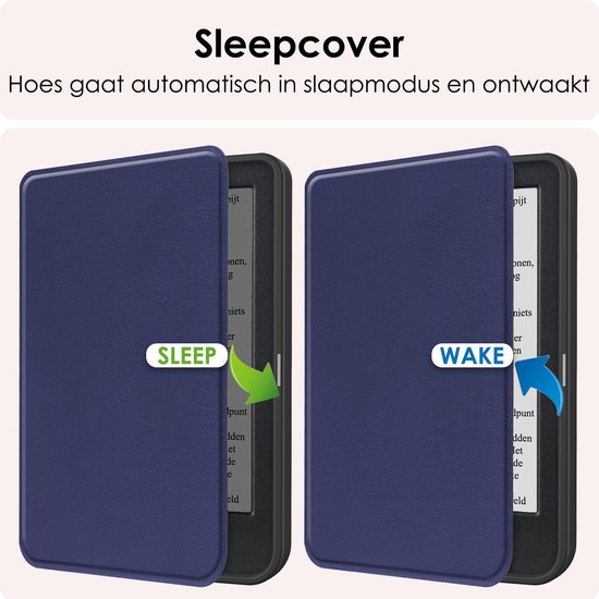 Hoes Geschikt voor Kobo Clara BW Hoesje Bookcase Cover Book Case Hoes Sleepcover Met Screenprotector - Donkerblauw van FBBULES — afbeelding 3