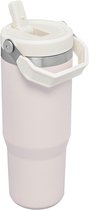 IceFlow Flip Straw Waterfles Met Rietje 0.89L - Roestvrijstaal - BPA-Vrije - Lekvrij - Houdt Drank 12+ Uur Koud - Vaatwasmachinebestendig - Rose Quartz