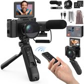 TADES 4k Digitale Camera - 48MP - Met 4 in 1 Powerbank Bedieningstripod - Camera - Fotocamera - Camcorder - Fototoestel - Zwart