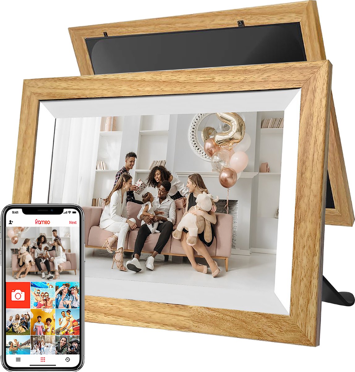 Premium Digitale Fotolijst 32GB - 10.1 inch - Touchscreen - Gebruiksvriendelijk - Fotokader - Glazen HD+ Display - Digitaal Fotolijstje - Met Wifi en Frameo App op Prijzenvolger.com