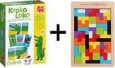 WoodyDoody Kroko Loko en Houten Tangram Tetris Puzzel Combinatie Voordeel Pakket