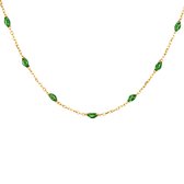 Collier 3162YRG 14k Geelgoud met groene resin