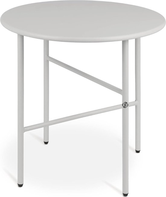 Outsunny Side Table, Set of 2, Garden Coffee Table, Coffee Table with Raised Edges, Living Room, Metal White, Diameter 70 / Diameter 33 x 50 H cm Outsunny Side Table, Set of 2, Garden Coffee Table, Coffee Table with Raised Edges, Living Room, Metal White, Diameter 70 / Diameter 33 x 50 H cm
