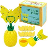 2-pack gele fruitvliegenval - lokstof - herbruikbaar - keuken woonkamer - binnen- en buiteninstallatie
