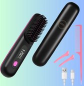 Bol.com RussoProducts® Draadloze stijlborstel draagbare mini-stijltang haarstijlborstel met led-scherm 3 standen temperatuur opl... aanbieding