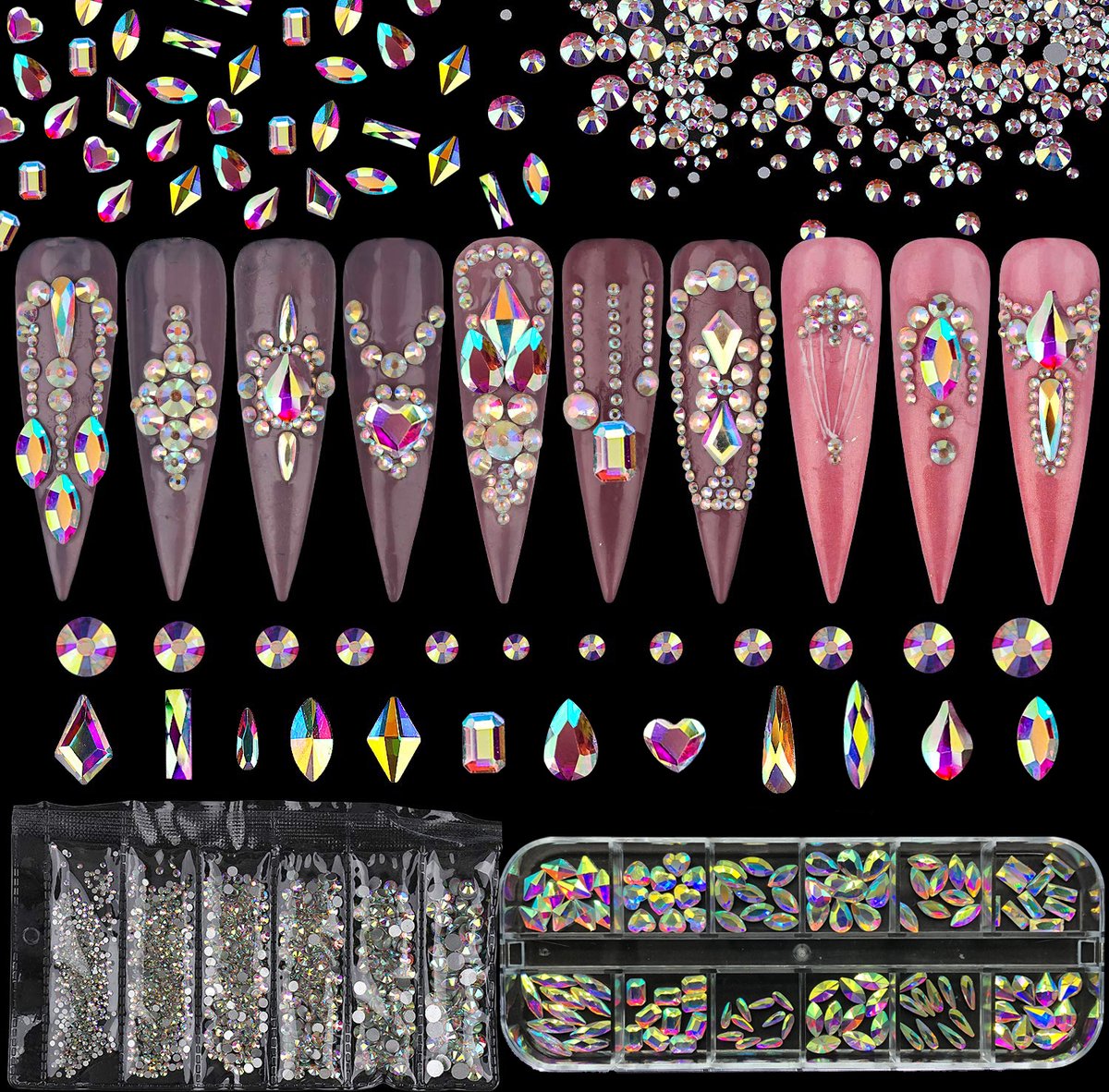 Goedkoopste Elysee Beauty AB rhinestone set - nagel strass steentjes - Nagel diamantjes - Nail gems - Nagel decoratie