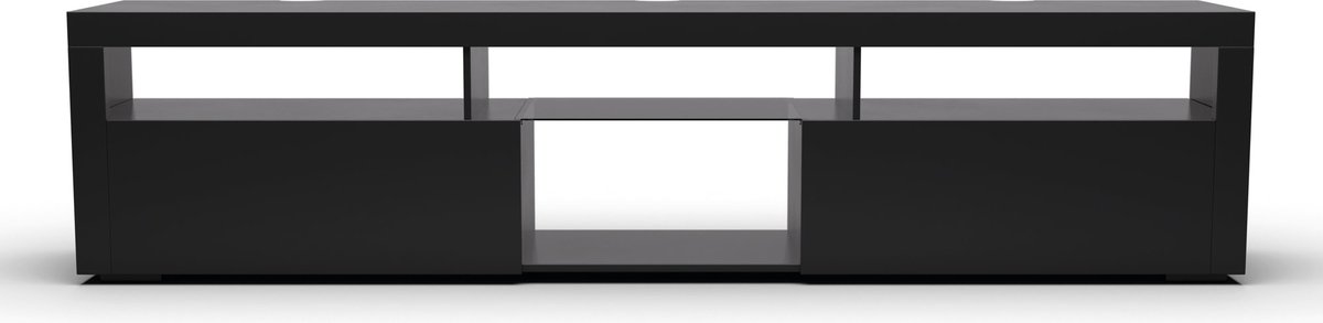 Klarstein tv-meubel, tv-meubel voor de woonkamer, tv-kast van 150 cm met gekleurde ledverlichting, groot tv-meubel, lage tv-kasten met opbergruimte, tv-kast, moderne tv-kast, zwart