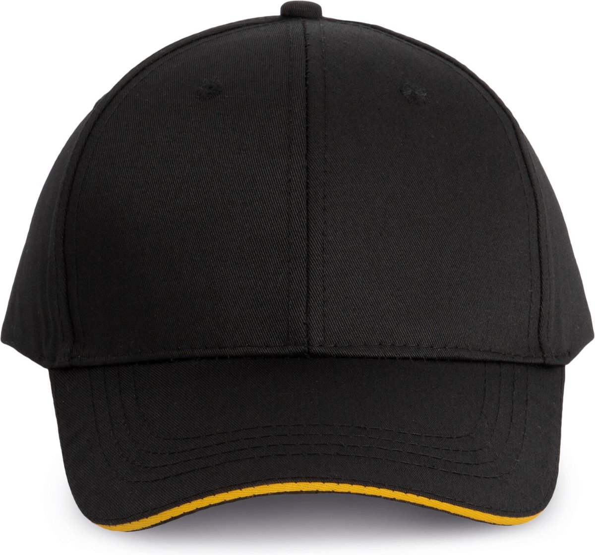 WK. Designed To Work Contrasterende sandwichpet 6 panelen Oeko-Tex WKP145 - Black / Yellow - One size