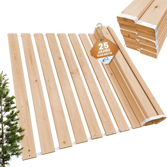 Coemo oprolbare lattenbodem 140 x 200cm, 21 latten - extra sterke lattenbodem van massief hout - belastbaar tot 250 kg - oprolbare lattenbodem voor eenpersoons- of tweepersoonsbed