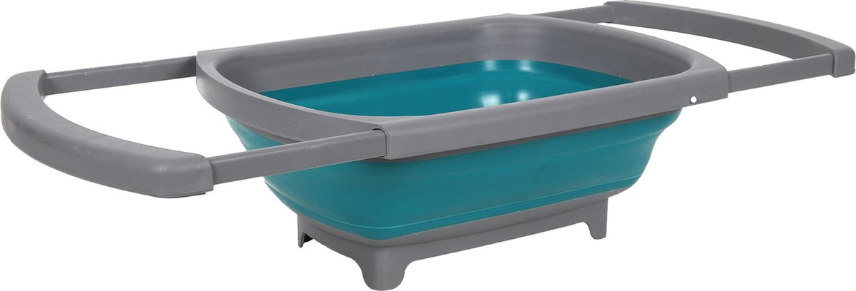 Goedkoopste Opvouwbare afwasteil/afwasbak - grijs/blauw - kunststof - 26 x 39 cm - keuken - reis accessoires