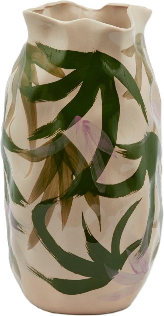 EGD Bloemenvaas Chakra Jungle Beige-Groen-Roze D 24 cm H 45 cm