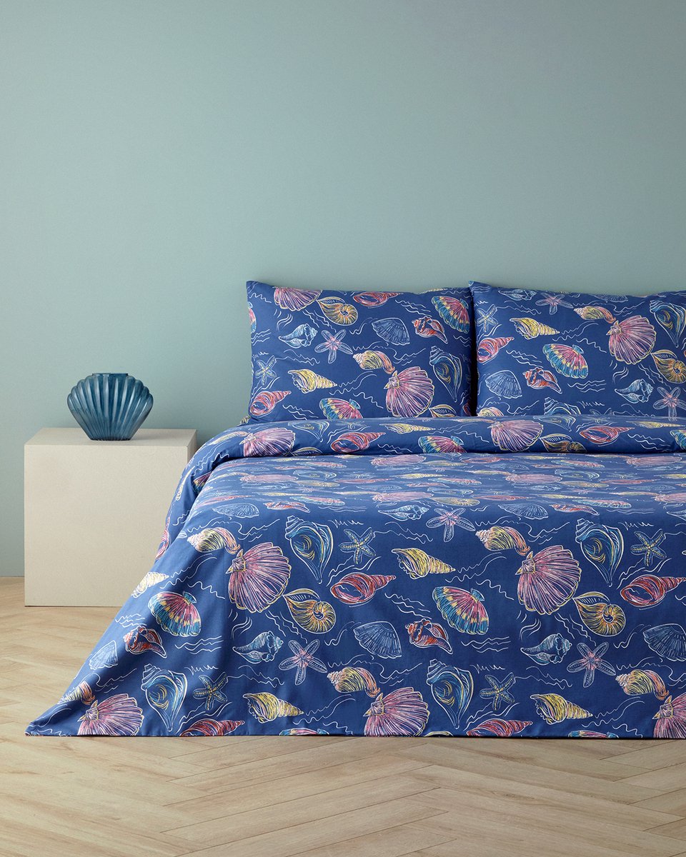 English Home - Dekbedovertrekset - 100% Katoen - King Size - 2 Kussenslopen - 240 x 220 cm - Donkerblauw