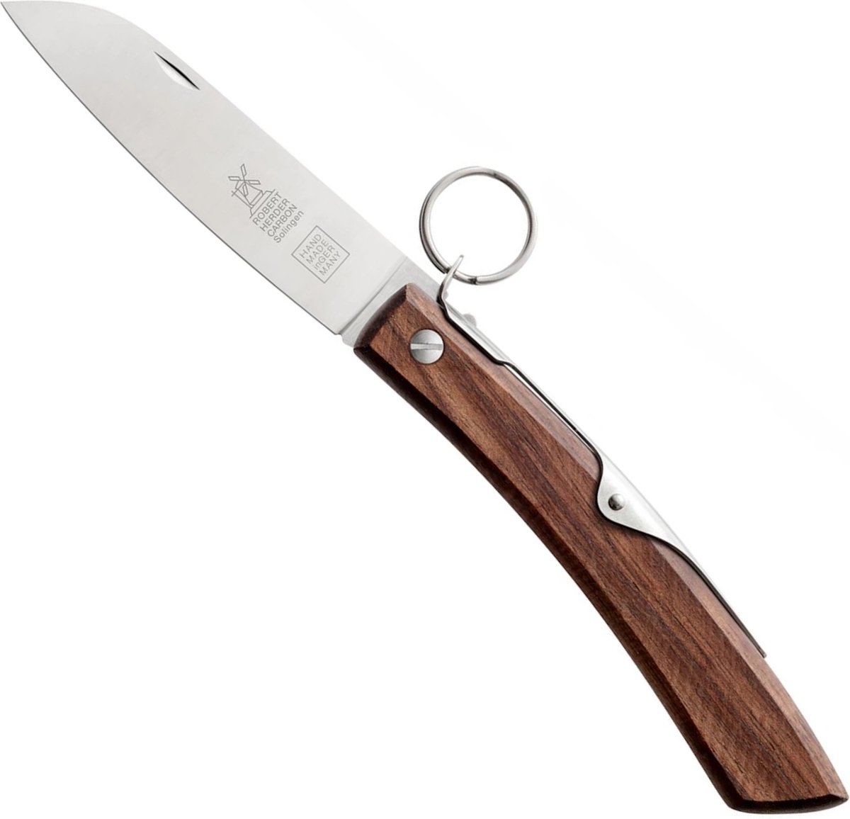 Robert Herder IBEX – Zakmes – Inklapbaar – Lemmet 100 mm – Carbonstaal – Heft Zwart Walnotenhout
