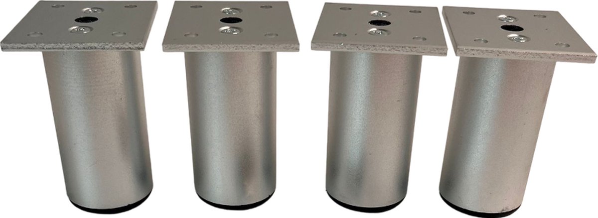 MGM Trading - set van 4 zilveren metalen meubelpoten voor kasten, tafels en banken, 80 mm hoog