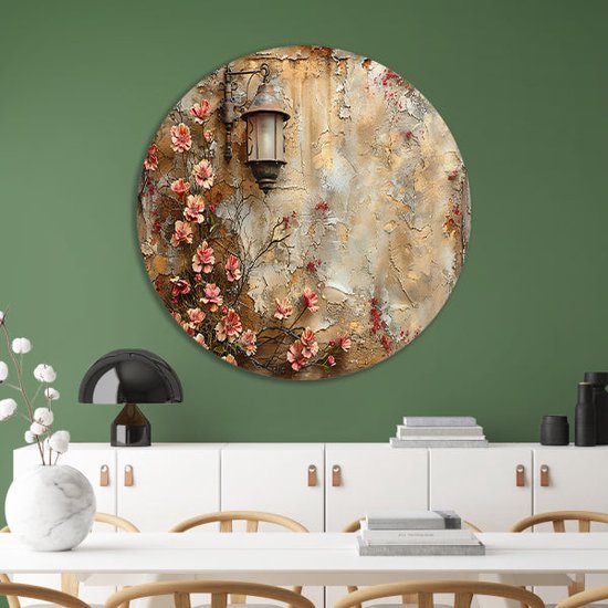 Panneau mural Fleurs - Décoration murale nature ronde - Décoration murale ronde Lampe - Décoration murale moderne - Tableau - Décoration murale salon mur cercle forex 60x60 cm