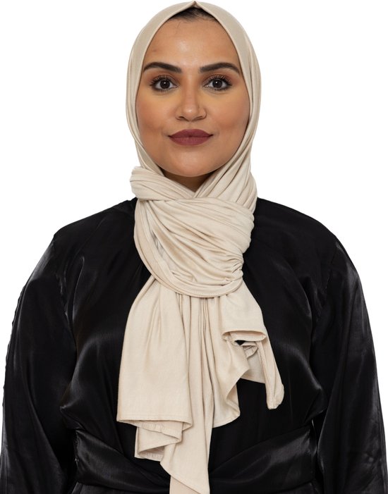 Foto: Katoen stretch hoofddoek hijab sjaal turban dames hoofddoek islamitisch hoofddeksel 60x170 cm kleur ivoorkleurig