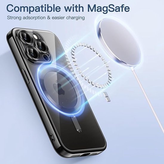 Coque adaptée pour iPhone 15 pro max - Convient pour MagSafe - Coque arrière en silicone Arara - Zwart