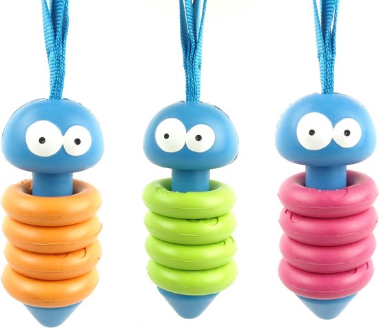 Coockoo Larry Rubber hondenspeeltje - multifunctionele rups in Gemengde kleuren 16x6,8x6,8cm