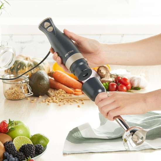 Hand Blender Stainless Steel Rod Blade Electric Stick Blender - 2 Speeds Detachable Compact Immersion Blender For Soups Smoothies - Baby Food 600 W Grey Gold — afbeelding 5