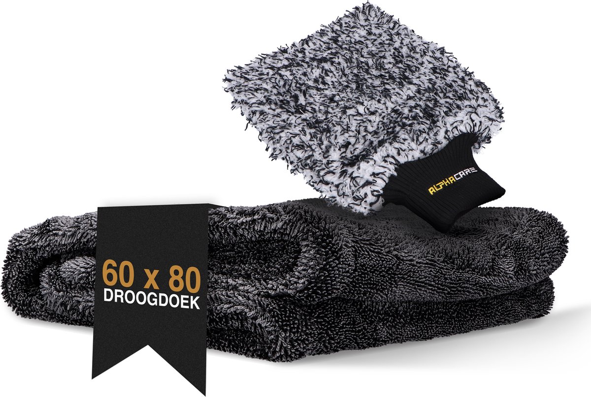 Goedkoopste ALPHACARE - Droogdoek Washandschoen Auto - Motor - Badkamer - Quick Dry - 60 x 80 - 600 GSM - Grijs