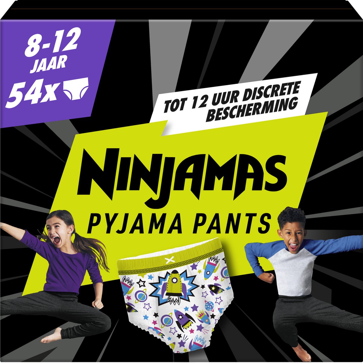 Ninjamas Pyjama Pants Jongen - 54 Nachtluiers voor Bedplassen - 8-12 Jaar - Maandbox