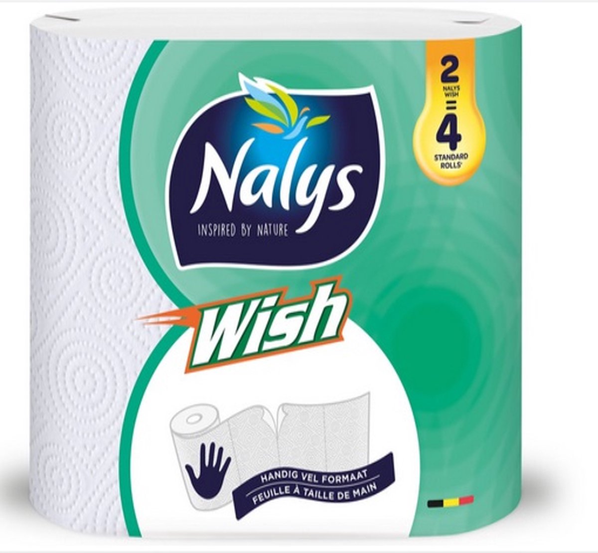 4x Nalys Wish Keukenpapier in Papieren Verpakking 2 stuks ( =8 rollen)