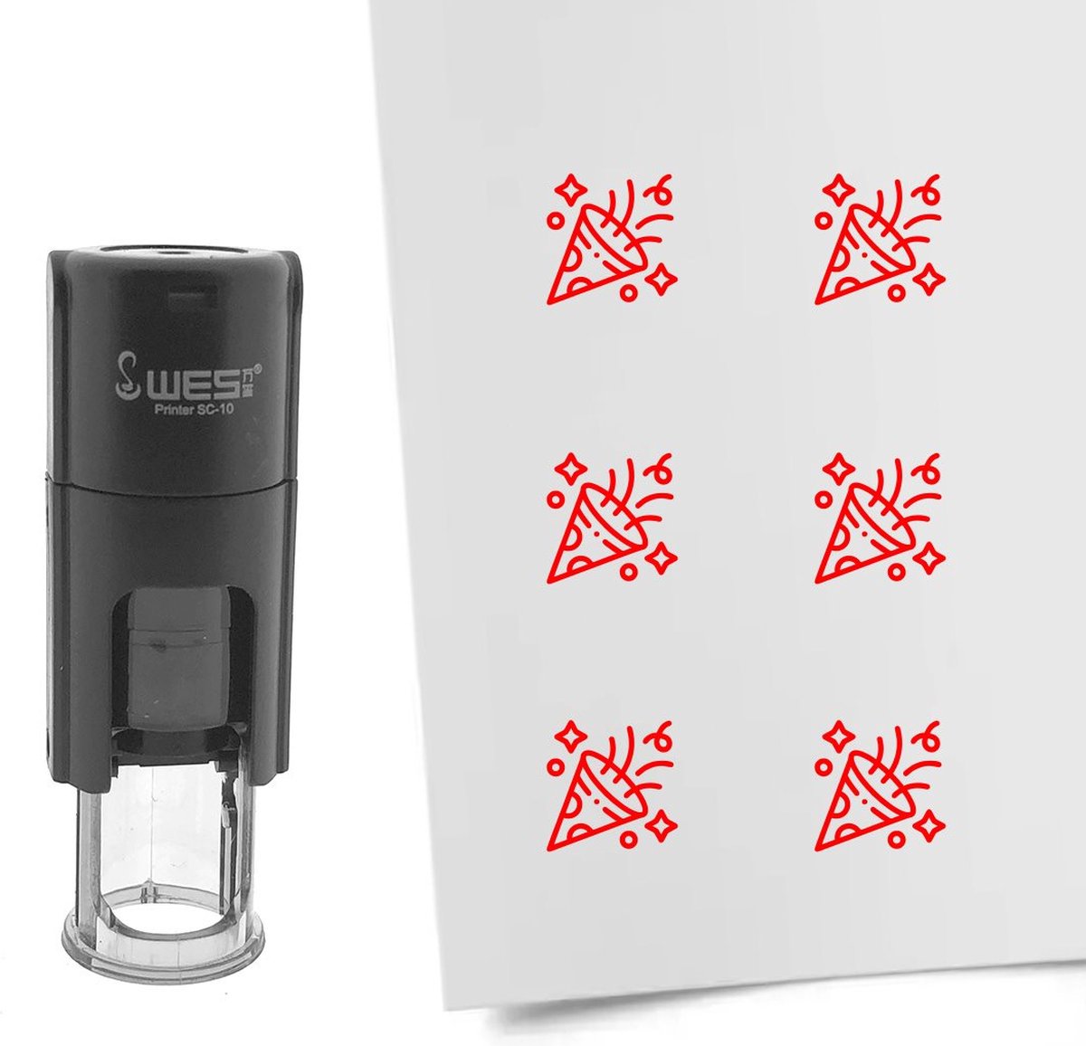 CombiCraft Stempel confetti 10mm rond rode inkt per 1 stuk