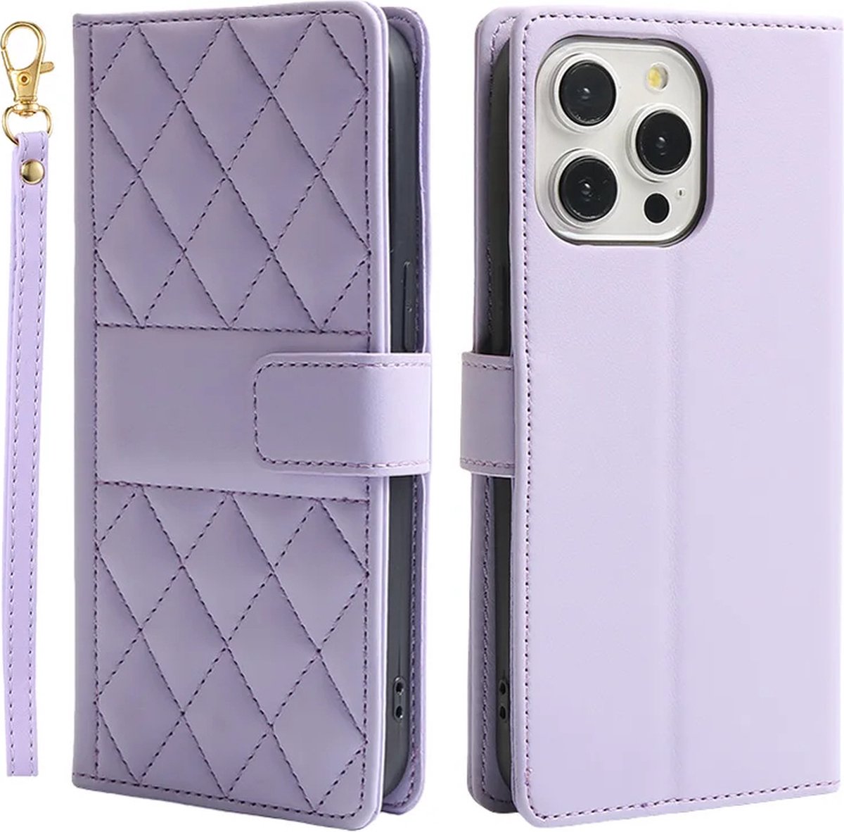Geschikt voor iPhone 15 Pro: Luxe Leer Flip Wallet Case met Stand en Bescherming
