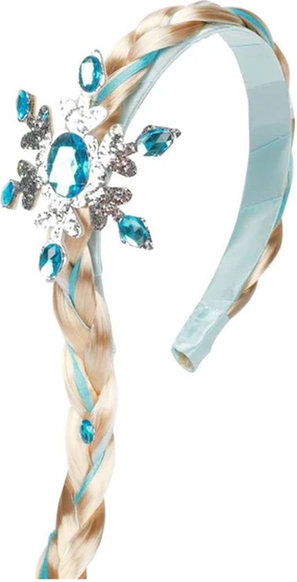 diadème de princesse de glace avec longue tresse et cristal de glace